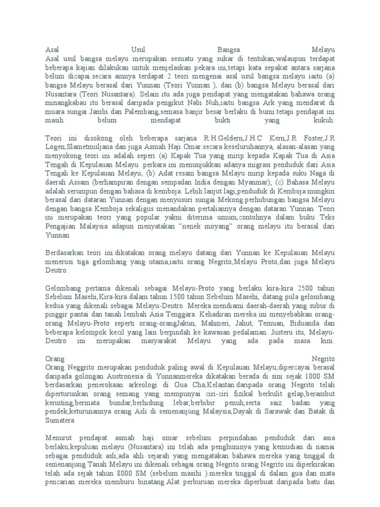 Asal Usul Bangsa Melayu | PDF