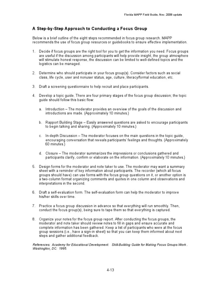 A Step By Step Approach To Conducting A Focus Group | PDF | Focus Group ...