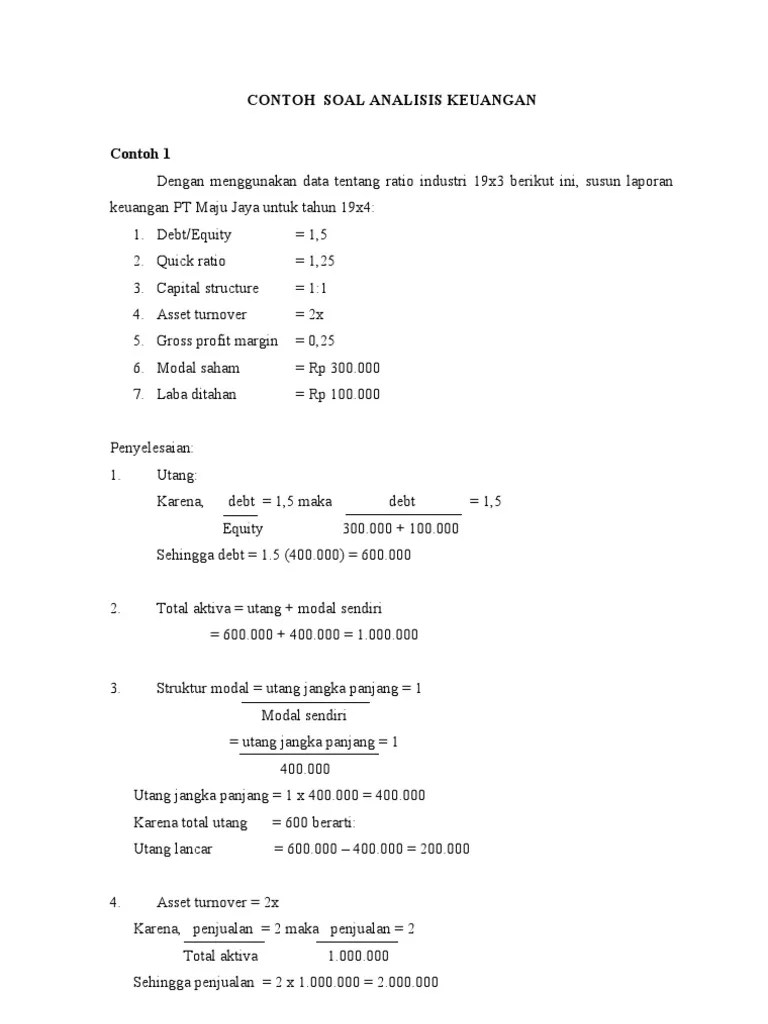 Kumpulan Soal Analisis Laporan Keuangan 