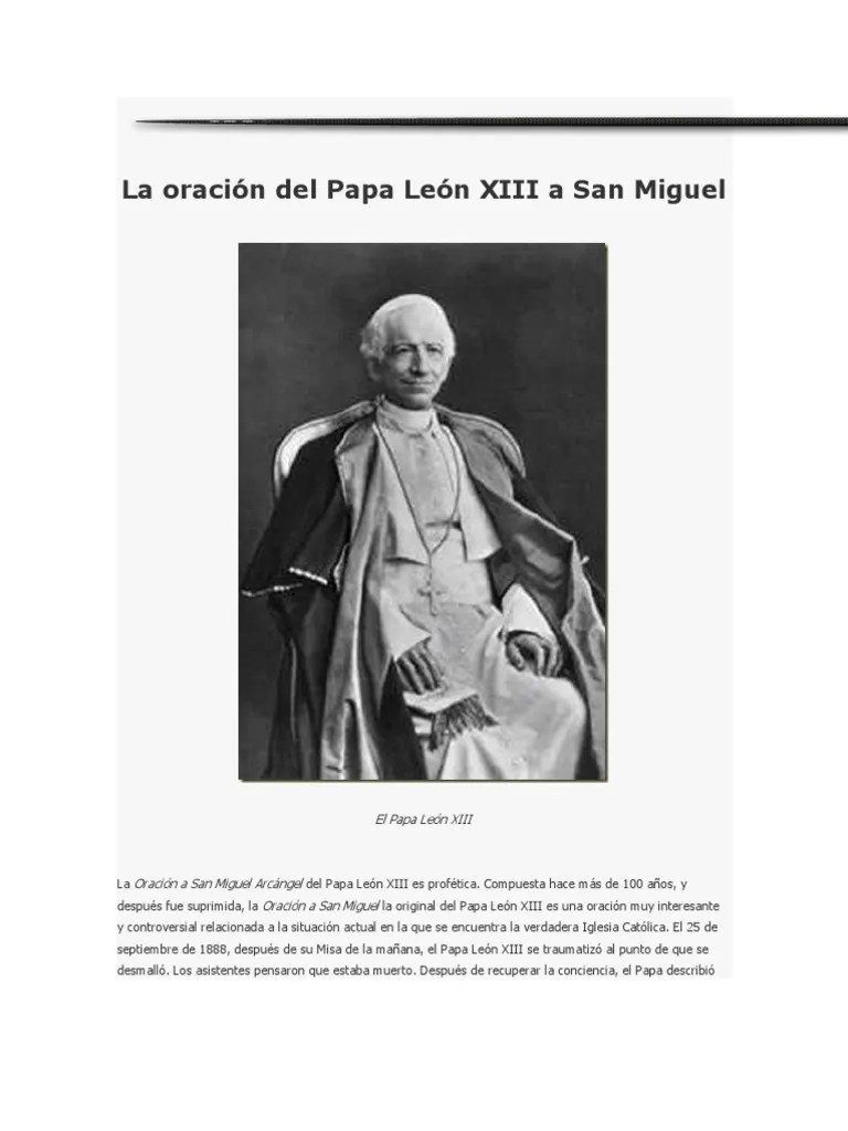 La Oración Del Papa León XIII A San Miguel | PDF | Miguel (Arcángel ...