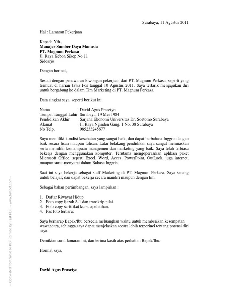 Untuk anda yang baru pertama kali membuat surat lamaran tentu ada sedikit rasa bingung dengan cara penulisan dan formatnya. Contoh Surat Lamaran Kerja Yang Baik Dan Benar Pdf Pdf