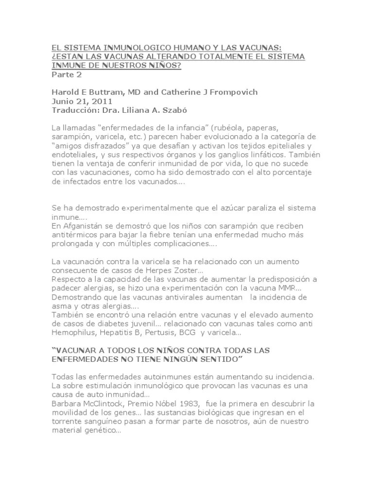 El Sistema Inmunologico Humano Y Las Vacunas | PDF