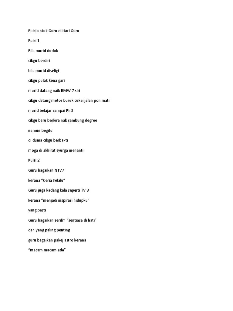 Pantun Hari Guru | PDF