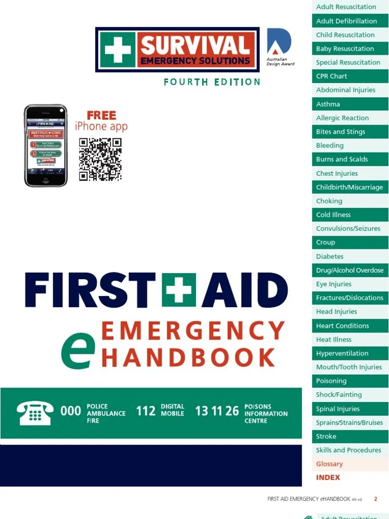 Emergency First Aid Handbook From Survival | PDF | Cardiopulmonary Resuscitation | First Aid