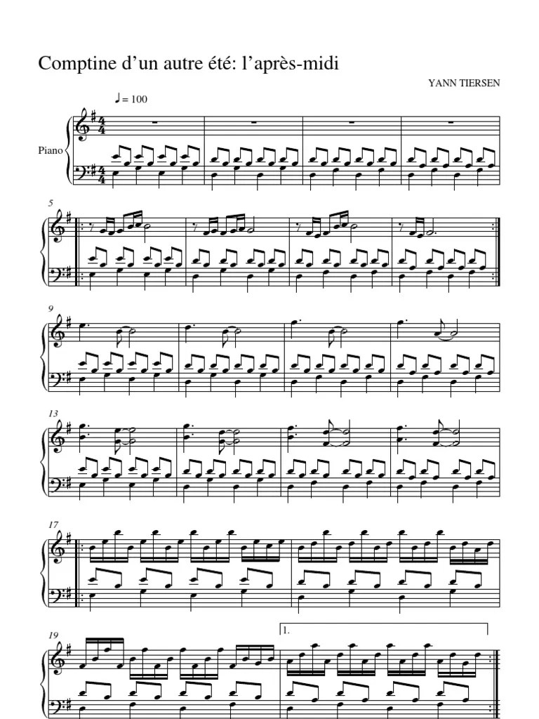 Learn piano songs quick and easy: Yann Tiersen Comptine D Un Autre Ete Amelie Sheets Pdf