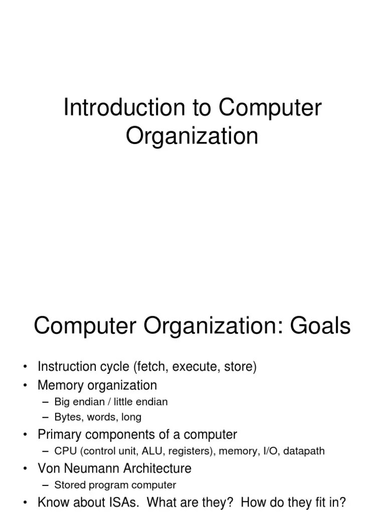 Introduction To Computer Organization | PDF | Instruction Set | Algorithms