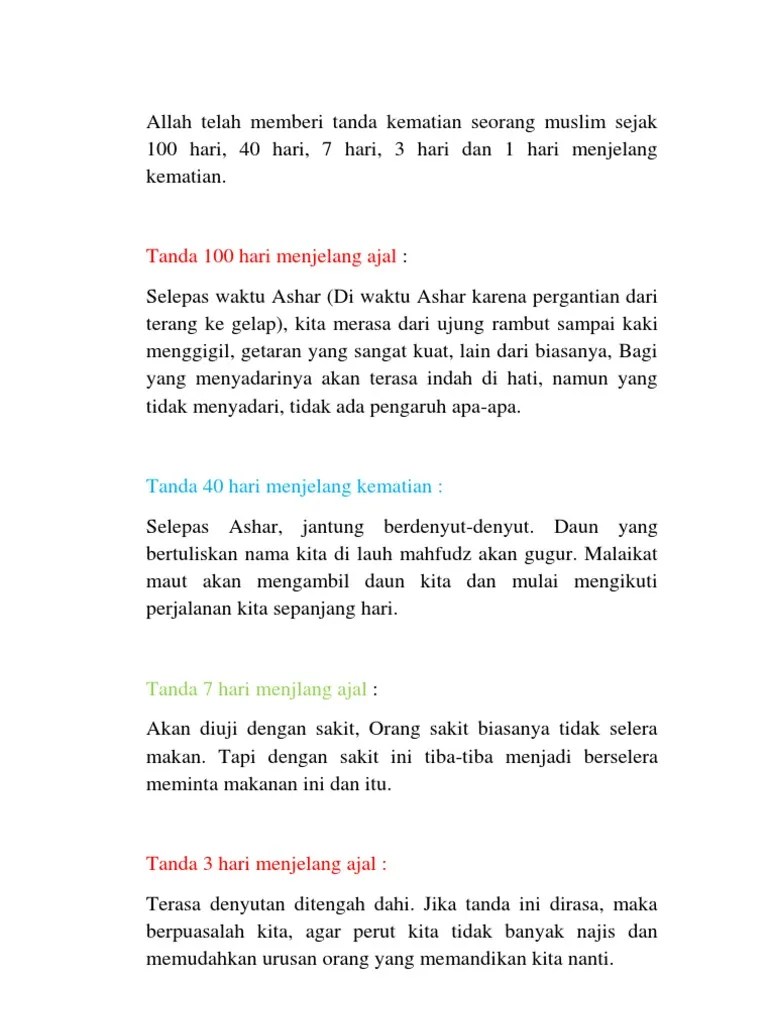 Tanda-Tanda Menjelang Kematian | PDF