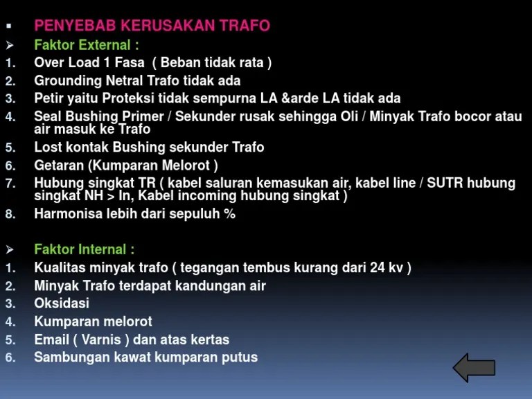 Monitoring kabel screen dilakukan secara manual. Penyebab Trafo Rusak Pdf
