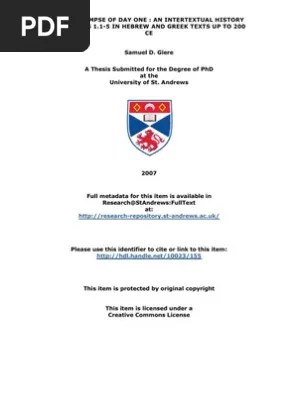 Itunes gift card 15 usd. A New Glimpse Of Day One An Intertextual History Of Genesis 1 1 5 In Hebrew Greek Texts Up To 200 Ce Pdf Intertextuality Septuagint