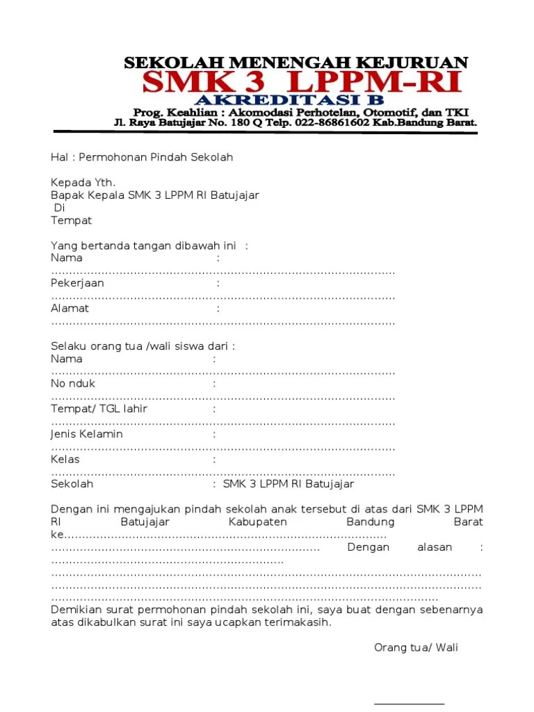 Check spelling or type a new query. Surat Permohonan Pindah Sekolah Pdf