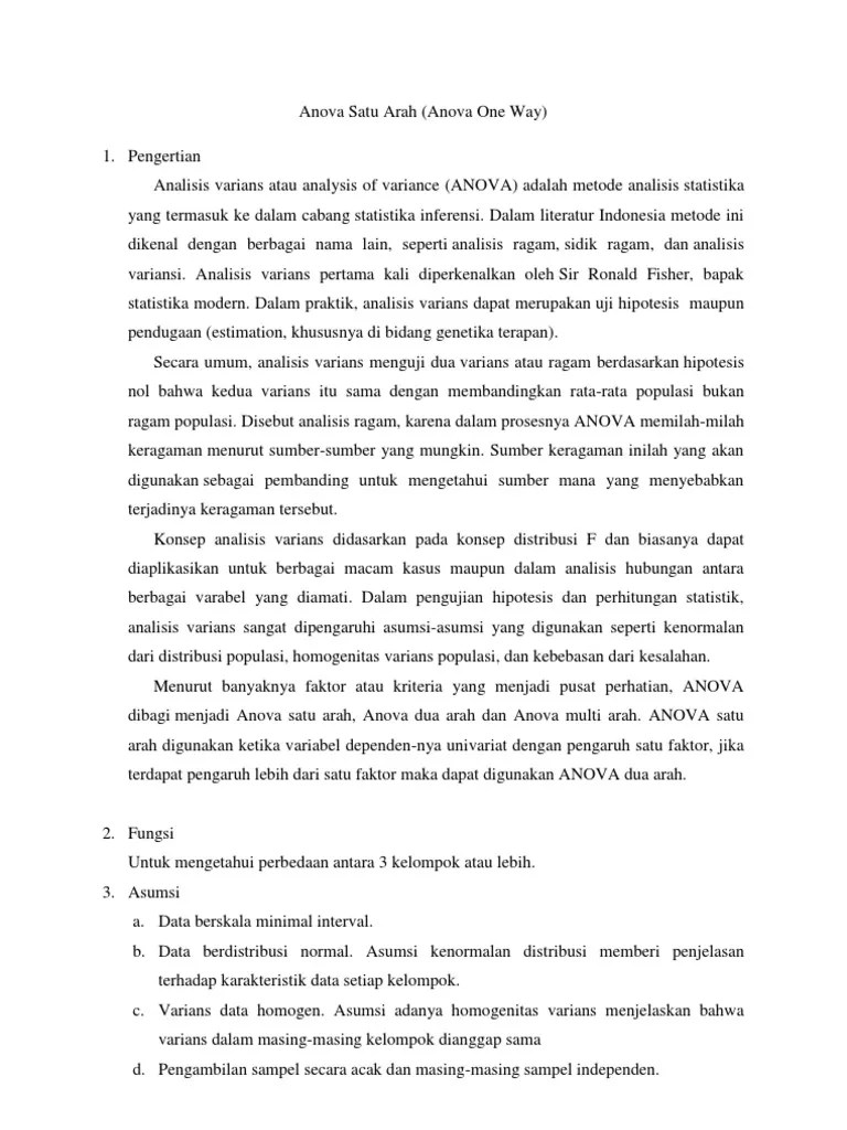Tabel bantu pengujian two way anova. Anova One Way Pdf