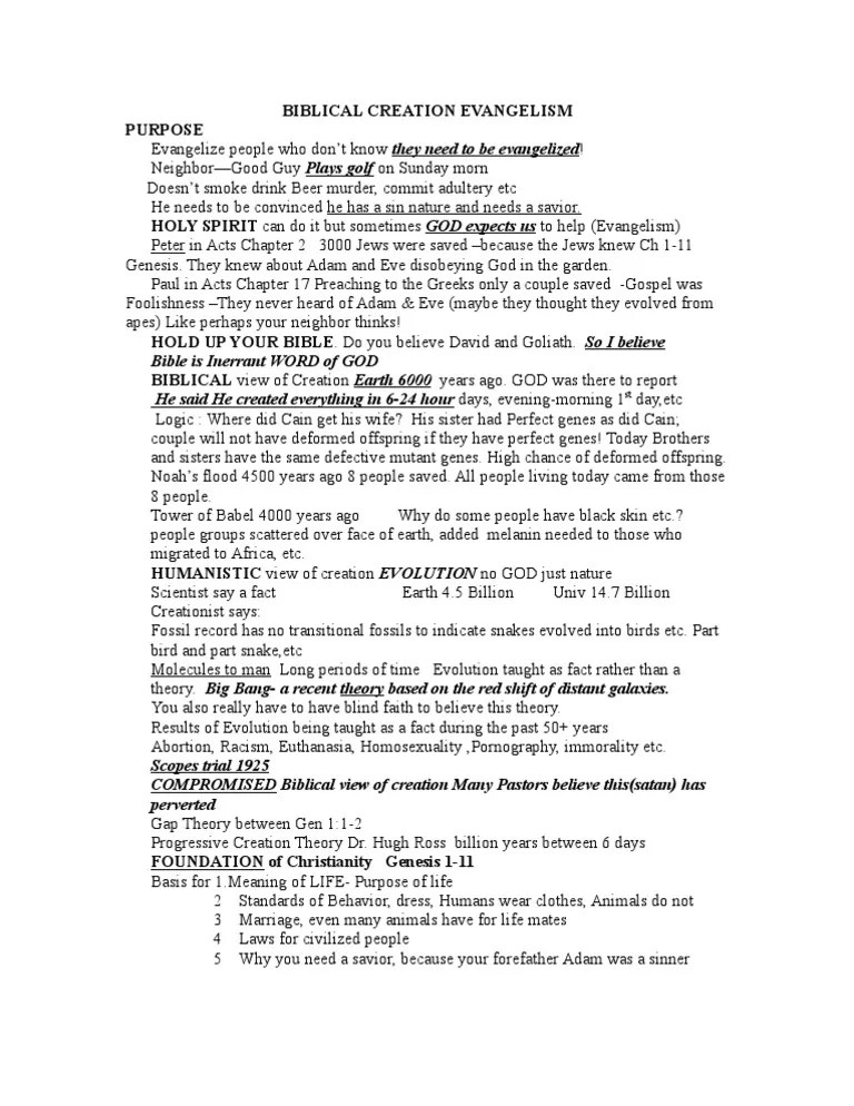 Creation Evangelism | PDF | Genesis Creation Narrative | Adam And Eve