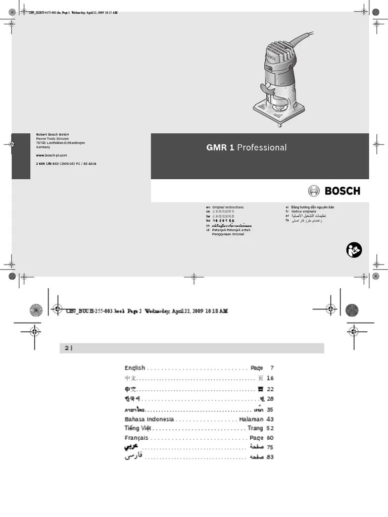 Bosch Gmr1 Manual Ac Power Plugs And Sockets Screw