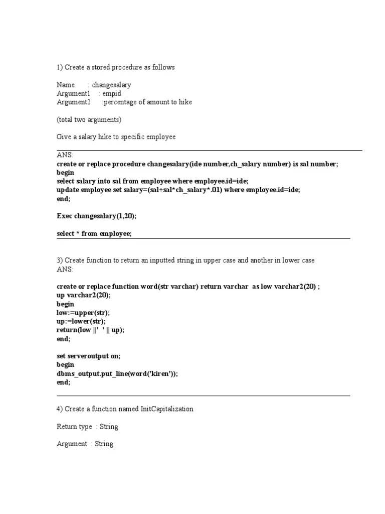 SQL Procedures & Functions Package | PDF | Pl/Sql | Data Management ...
