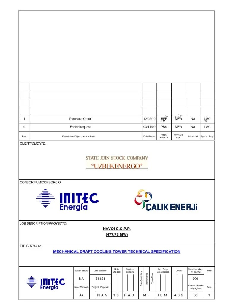 Mechanical Draft Cooling Tower | PDF | Specification (Technical Standard) | Mechanical Fan