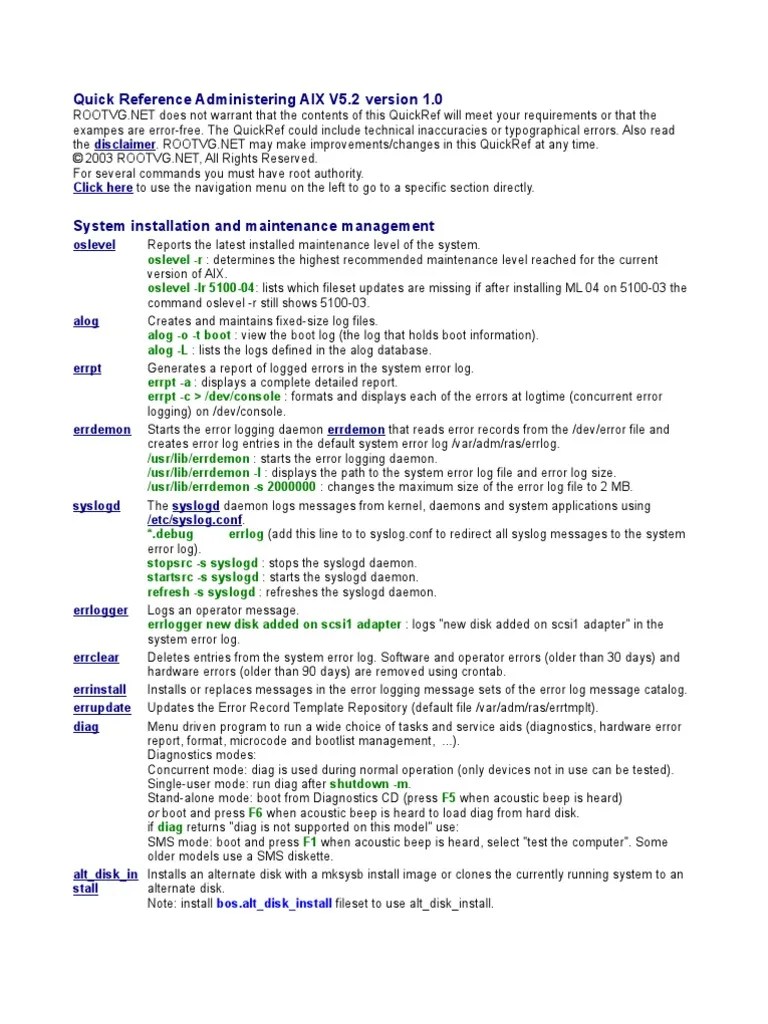 Aix Commands | PDF | File System | Booting