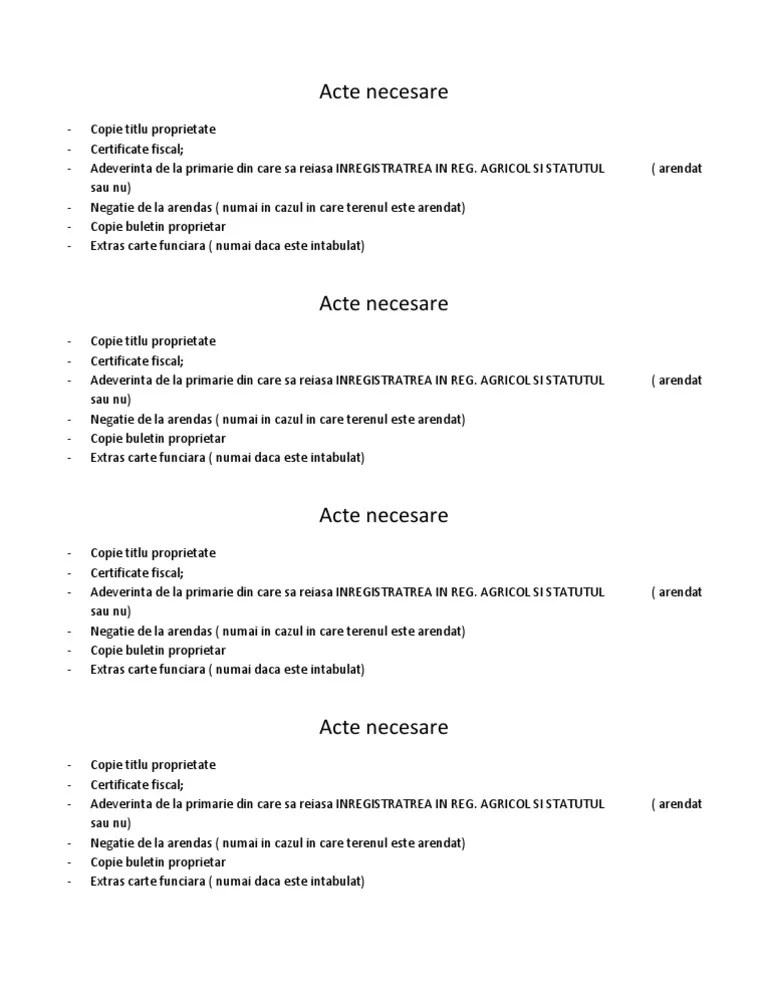 Erori în scrierea suprafeței de teren;; Acte Necesare