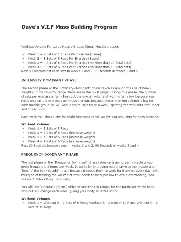 Dave's 12 Week Muscle Building Routine | PDF | Weight Training | Physical Exercise