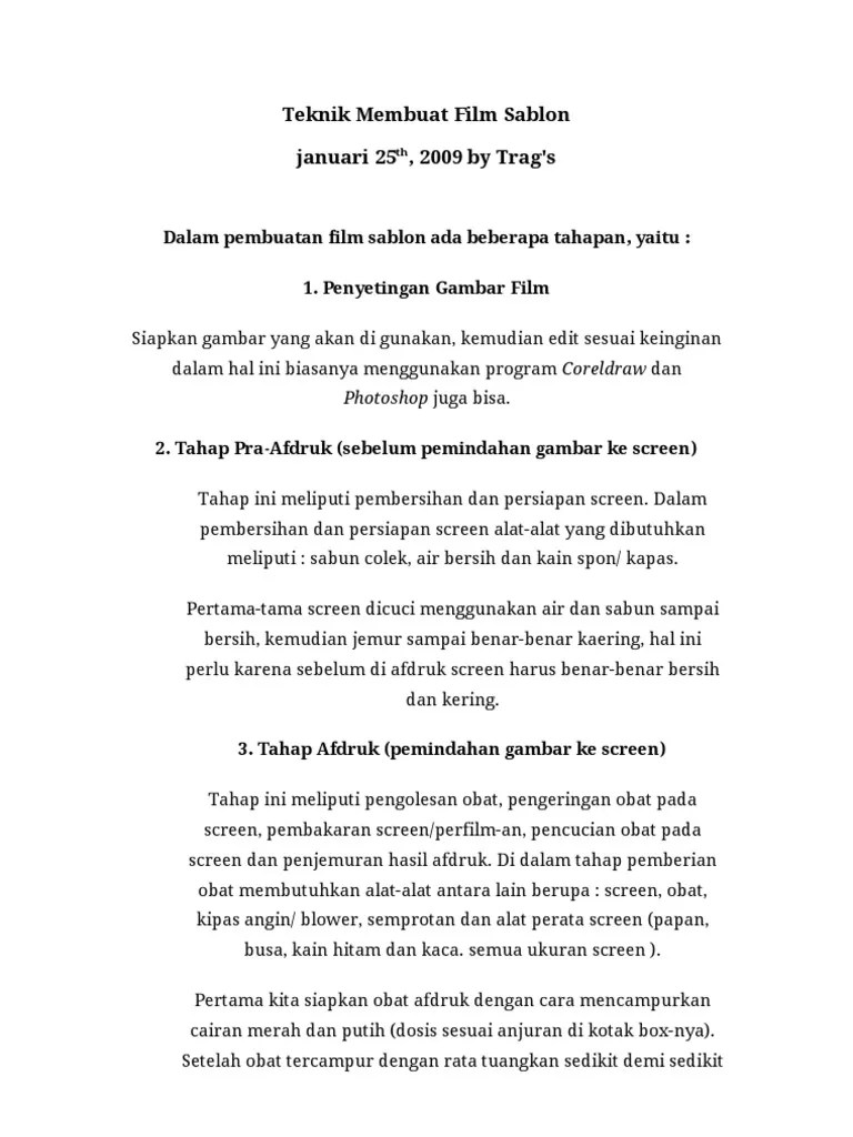 Teknik Membuat Film Sablon | PDF