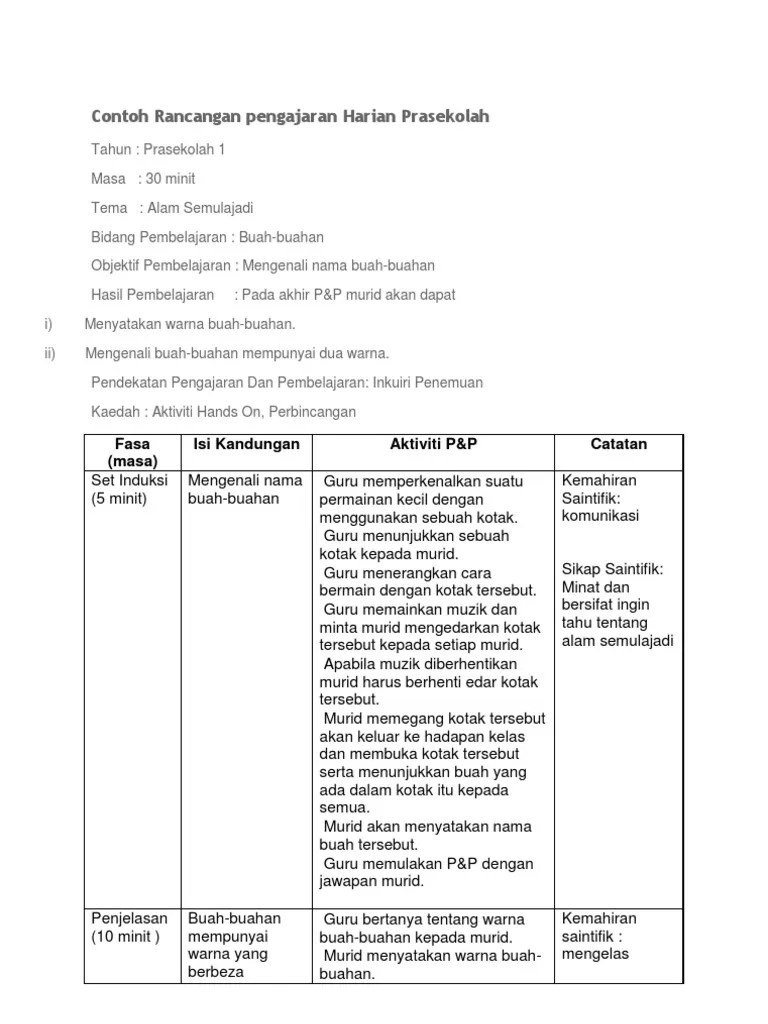 ⭐ disediakan dan disusun oleh cikgu amn. Contoh Rancangan Pengajaran Harian Prasekolah Pdf