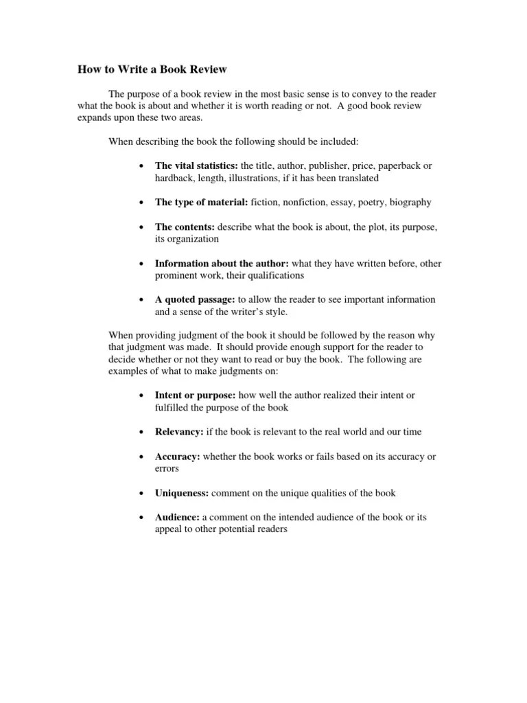 How To Write A Book Review | PDF | Books | Essays