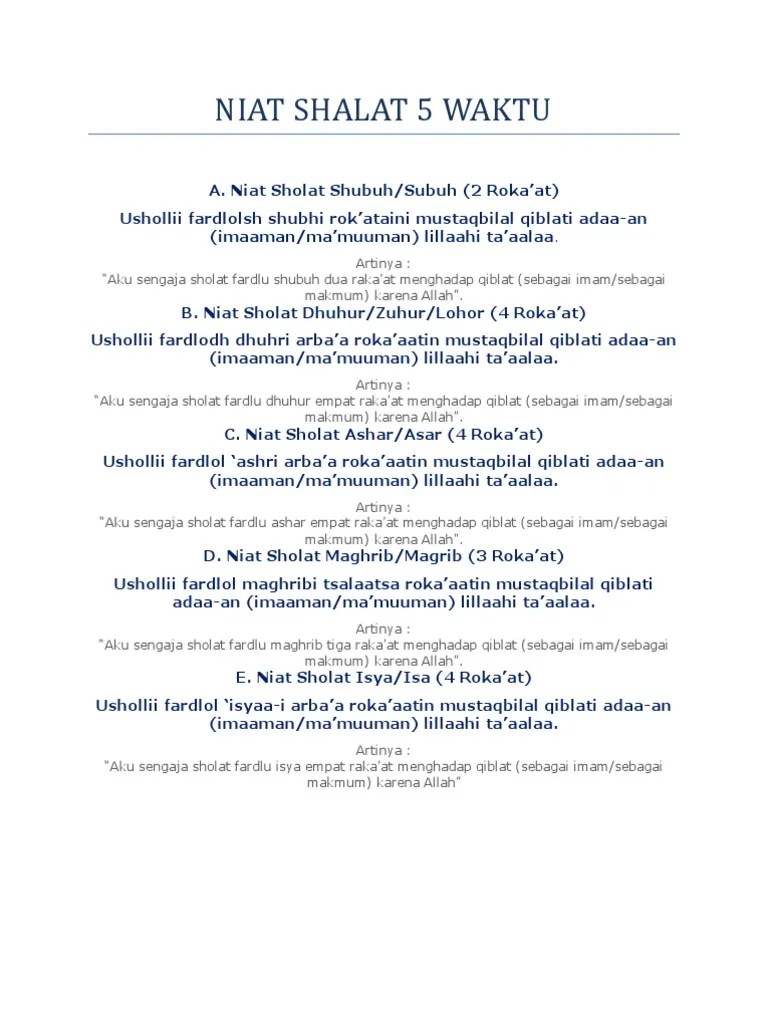 NIAT Shalat | PDF