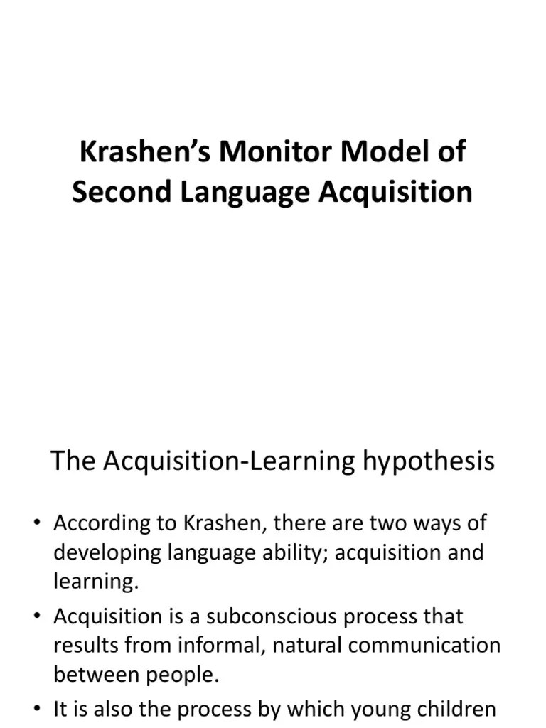 Krashen's Monitor Model Of Second Language Acquisition | PDF | Second Language | Language ...