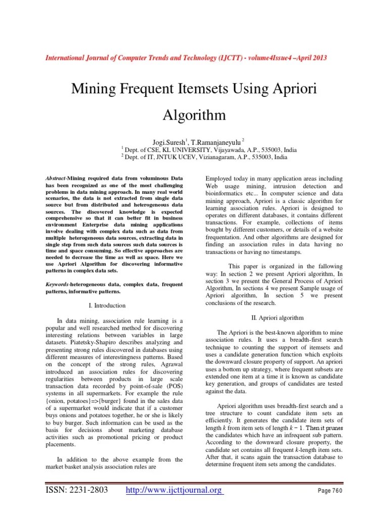 Mining Frequent Itemsets Using Apriori Algorithm | PDF | Applied ...