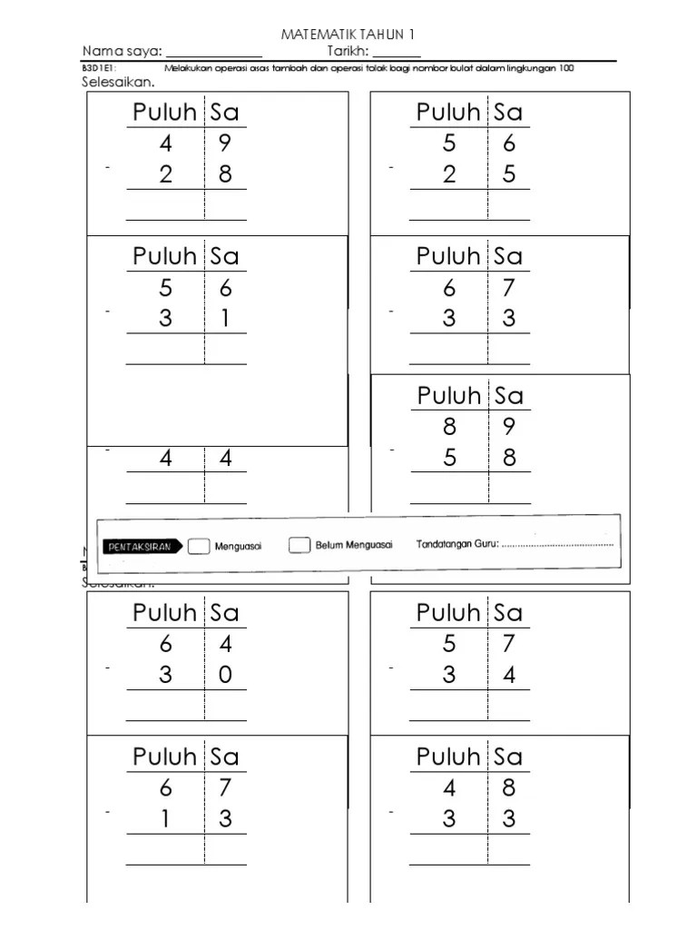 Tambah Tolak Tahun 1 / Himpunan Nota Matematik Tahun 1 Yang Bernilai Untuk Para Guru Muat Turun Cikgu Ayu