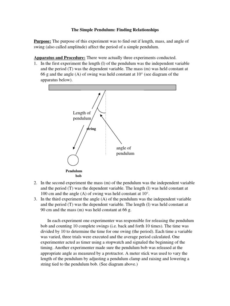 Simple Pendulum Lab Write | PDF | Pendulum | Experiment