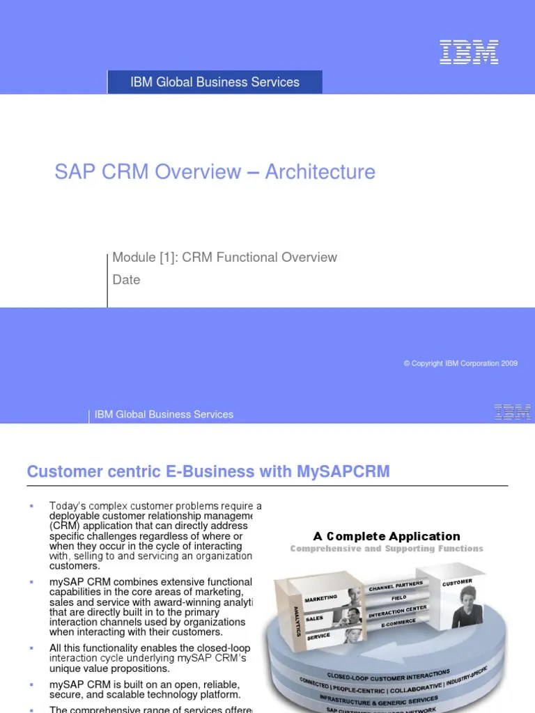 SAP CRM Overview - Architecture: IBM Global Business Services ...