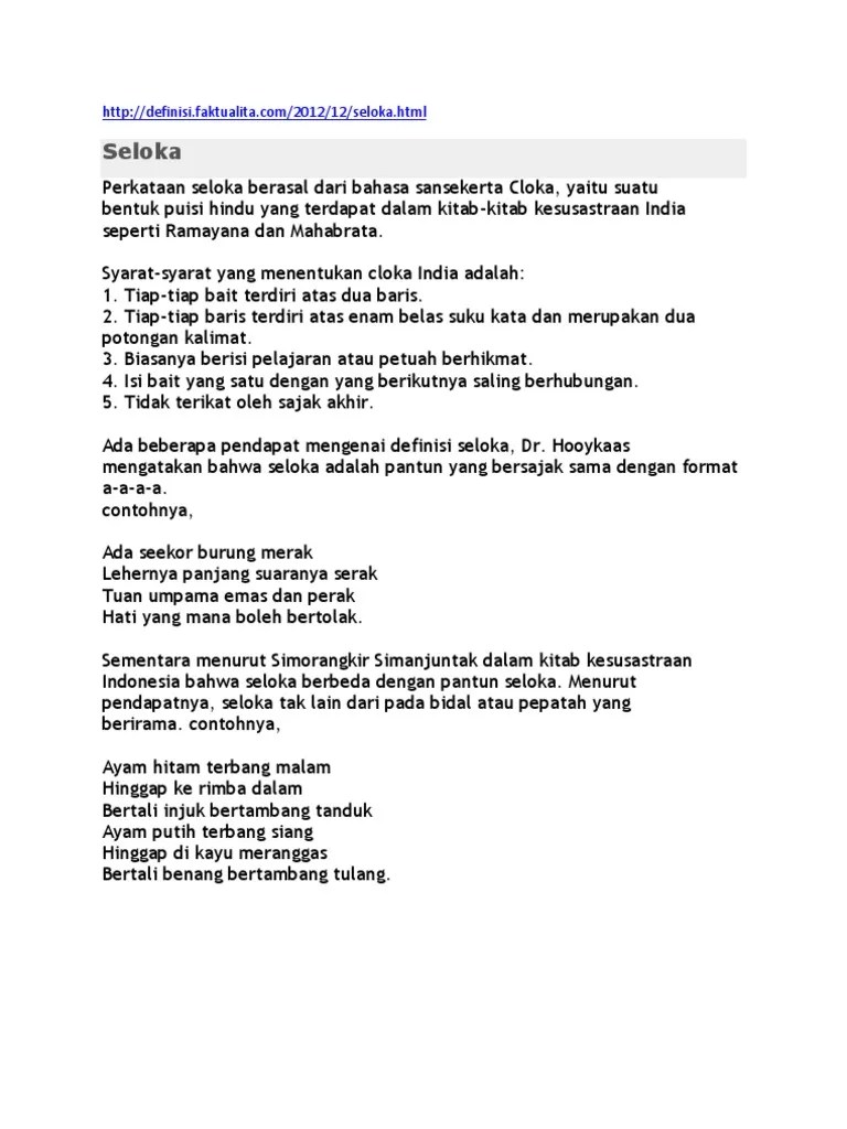 Contoh Seloka | PDF
