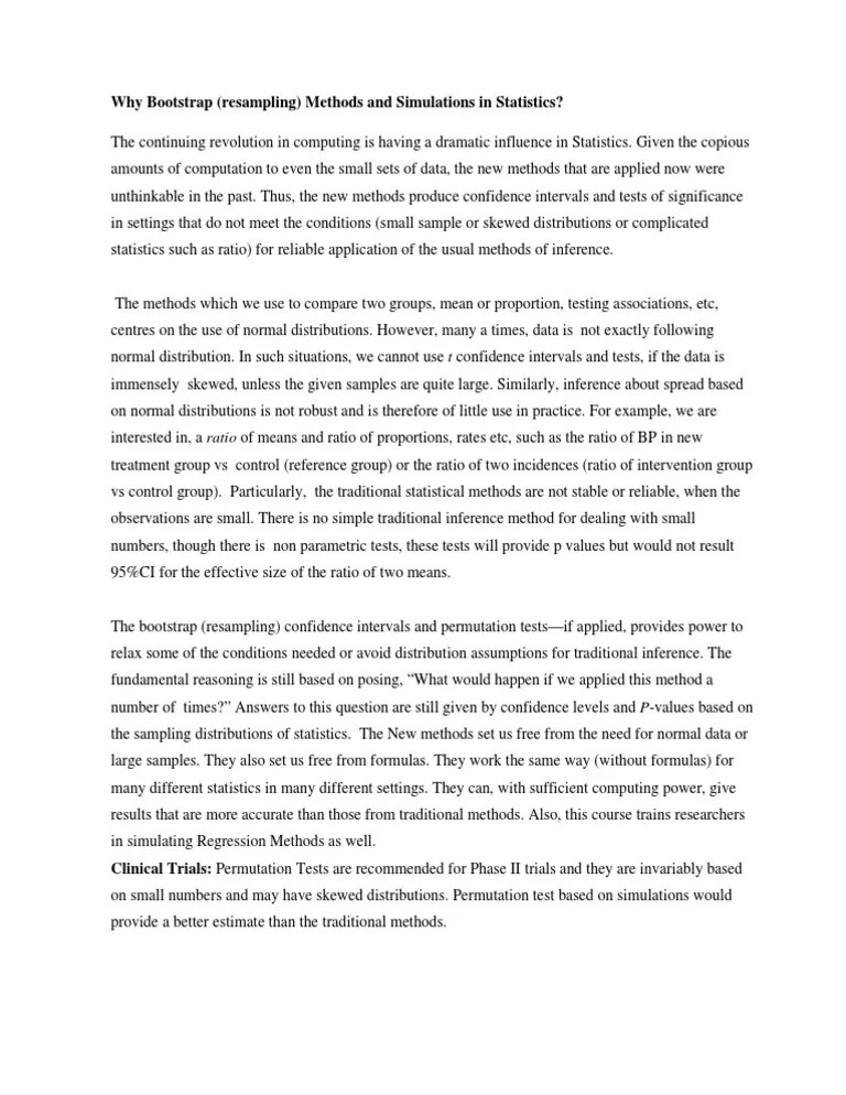 Why Bootstrap Simulations | PDF | Resampling (Statistics) | Statistical ...