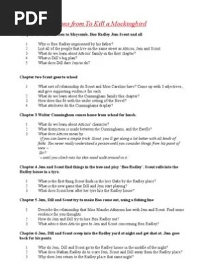 Chapter Questions From To Kill A Mockingbird All Pdf To Kill A Mockingbird Do you think that this is her view as she tells the story or her view when she was younger.