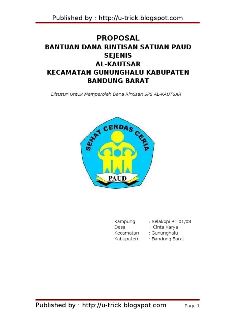 Contoh Proposal Bantuan Sarana Dan Prasarana Paud Cute766