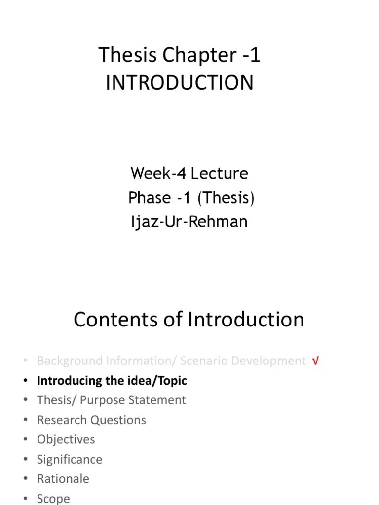 Thesis Chapter - 1: Week-4 Lecture Phase - 1 (Thesis) Ijaz-Ur-Rehman | PDF