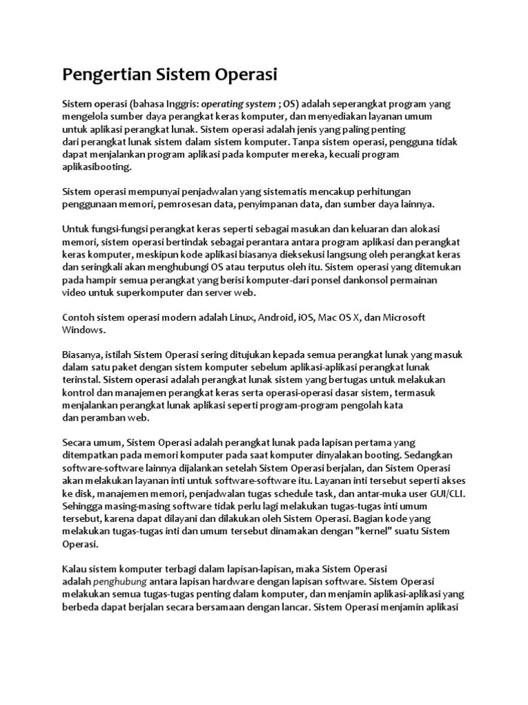 Pengertian Sistem Operasi | PDF