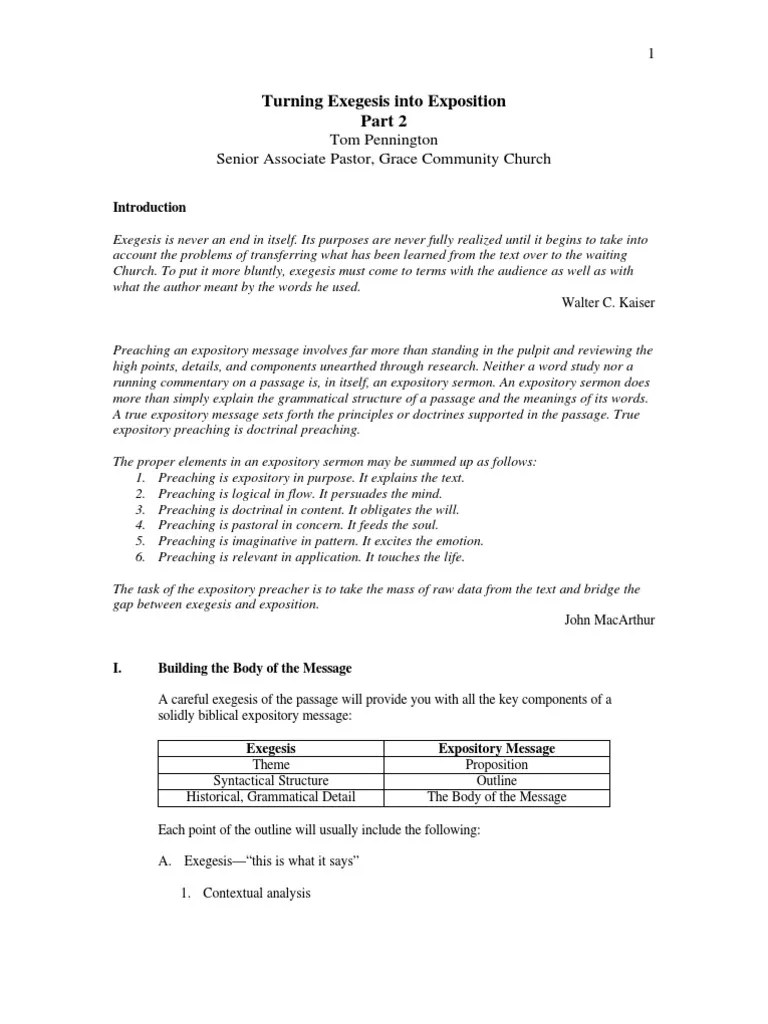 Turning Exegesis Into Exposition, Pt.2 | PDF | Expository Preaching | Sermon