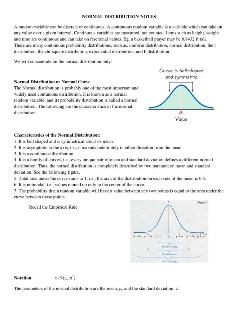 Normal Distribution Notes And Workbook | Normal Distribution ...