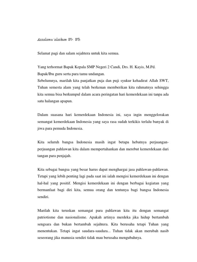 Pidato Sekolah Tema Hari Kemerdekaan Ri Cute766