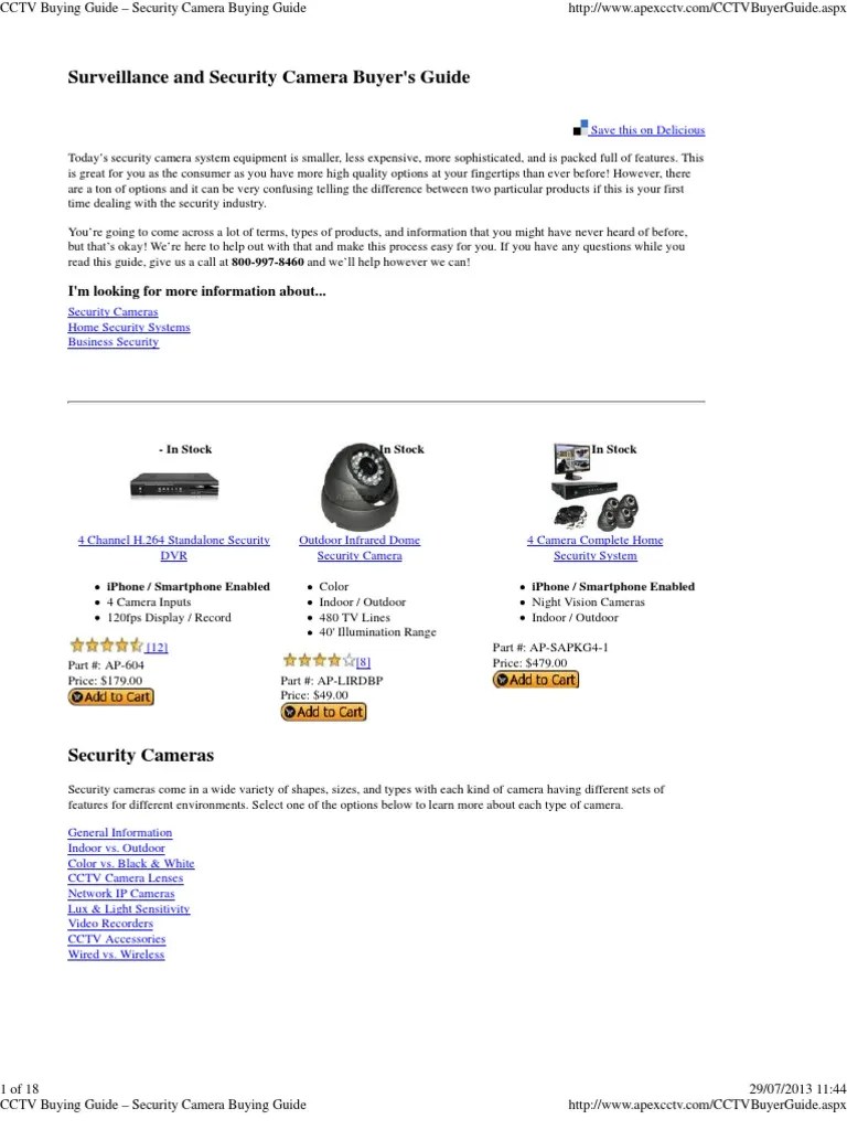 CCTV Buying Guide - Security Camera Buying Guide | PDF | Closed Circuit ...