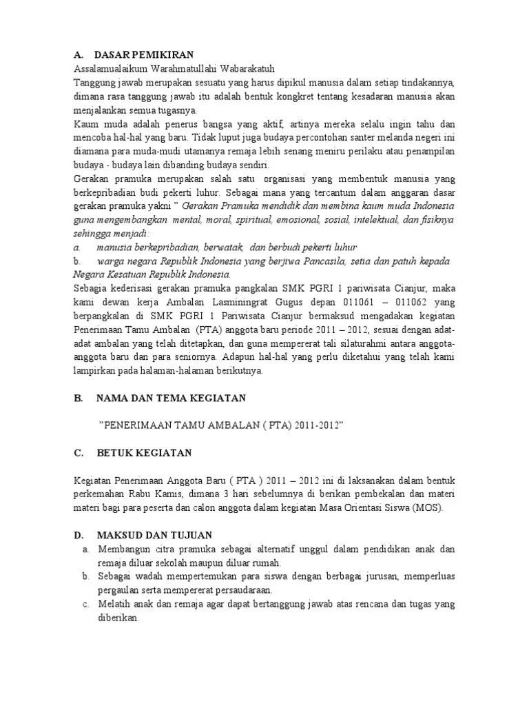 Contoh Proposal Pta SMK Pgri 1 2011-2012 | PDF