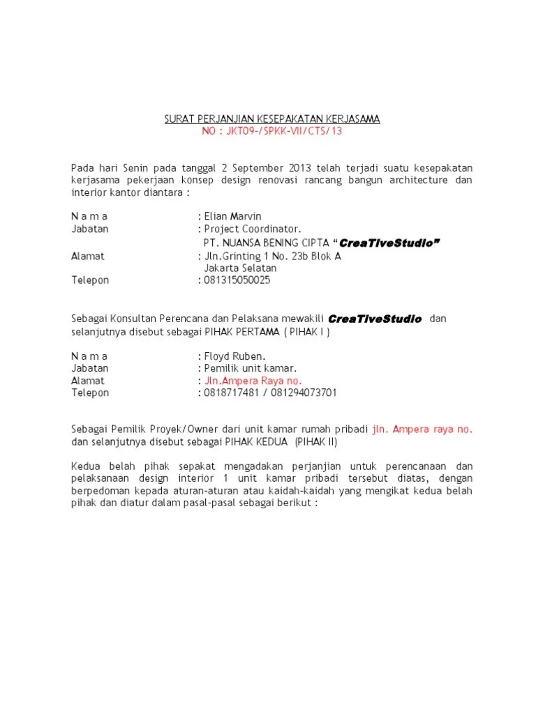 Jangan asal kerja, surat kontrak kerja karyawan swasta perlu kamu punya. Surat Perjanjian Kerja Desain Interior Cek Bahan Bangunan
