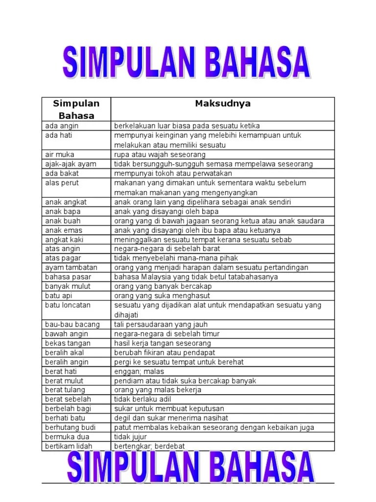 (peribahasa lain yang sama makna: Simpulan Bahasa Pdf
