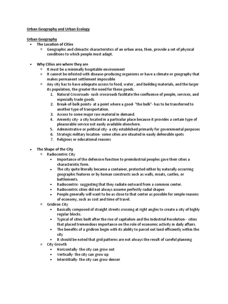 Urban Geography And Urban Ecology | Download Free PDF | Geography | Economics