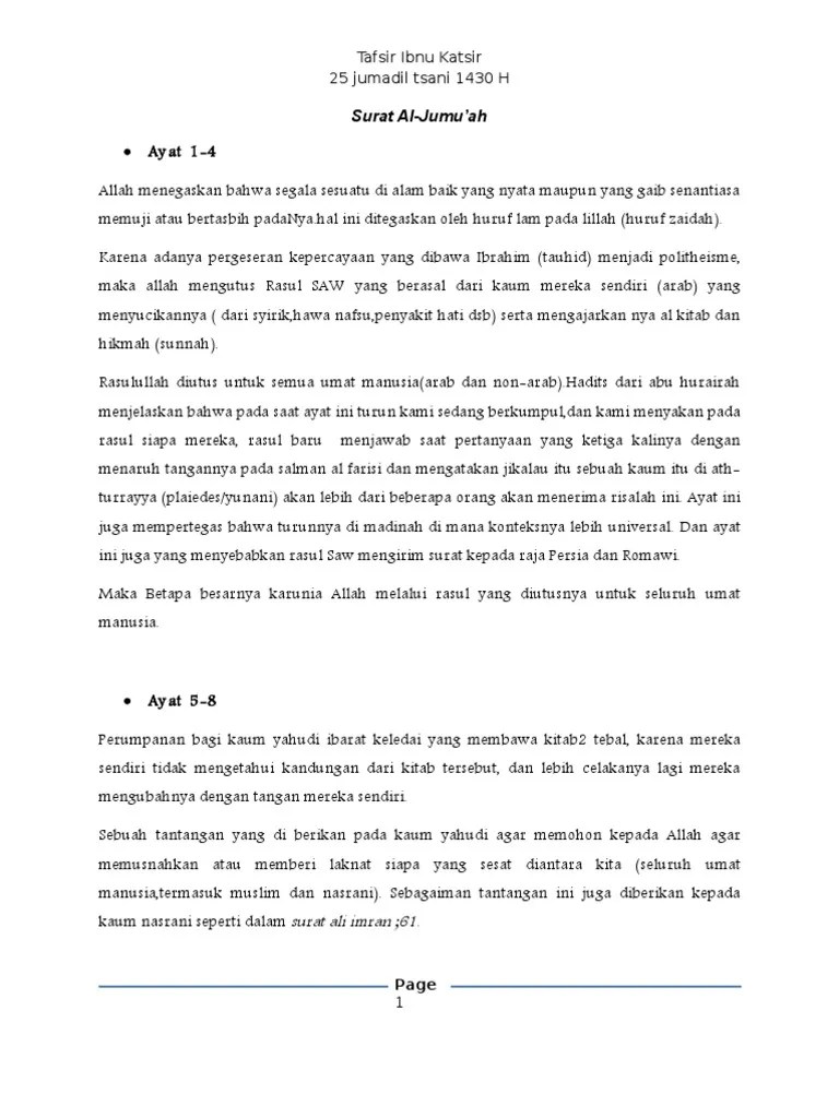 Tafsir Ibnu Katsir-Al Jumu&rsquo;Ah | PDF