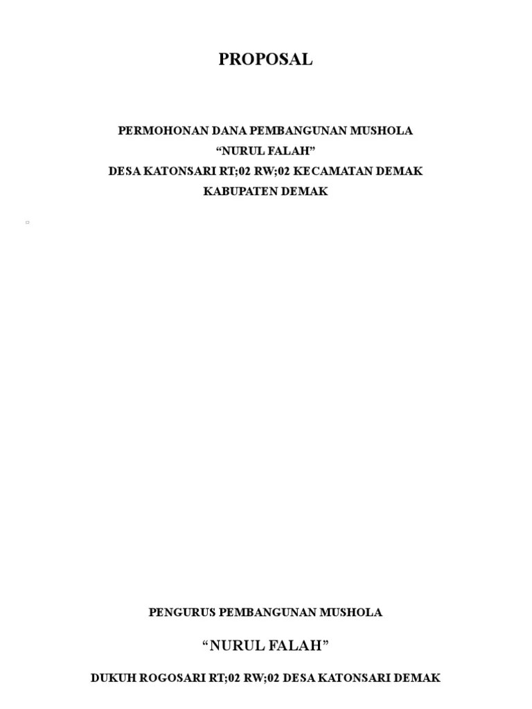 Contoh proposal bantuan dana usaha pribadi; Penjelasan Contoh Proposal Mesjid Uang Online