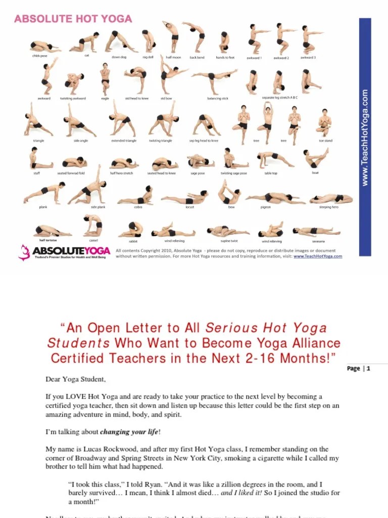 Absolute hot yoga pose chart