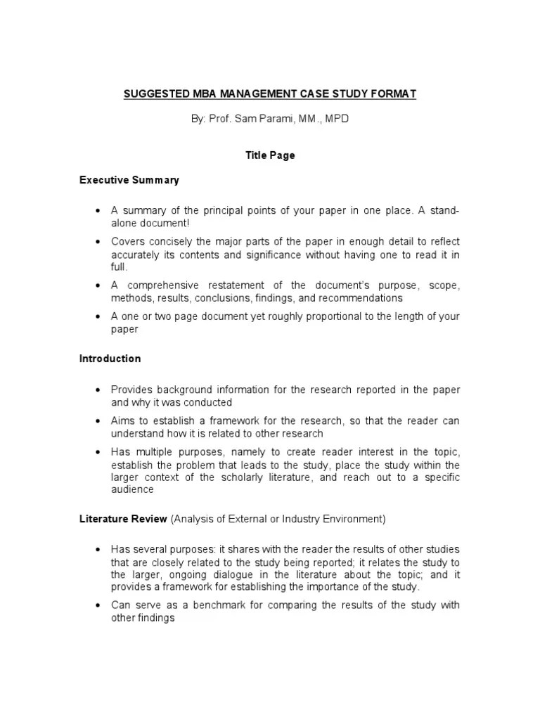 Case Study Format | PDF | Strategic Management | Business