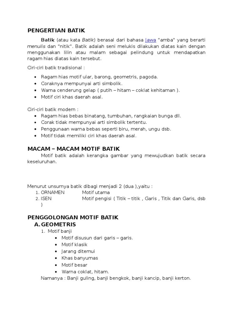 Pengertian Batik | PDF